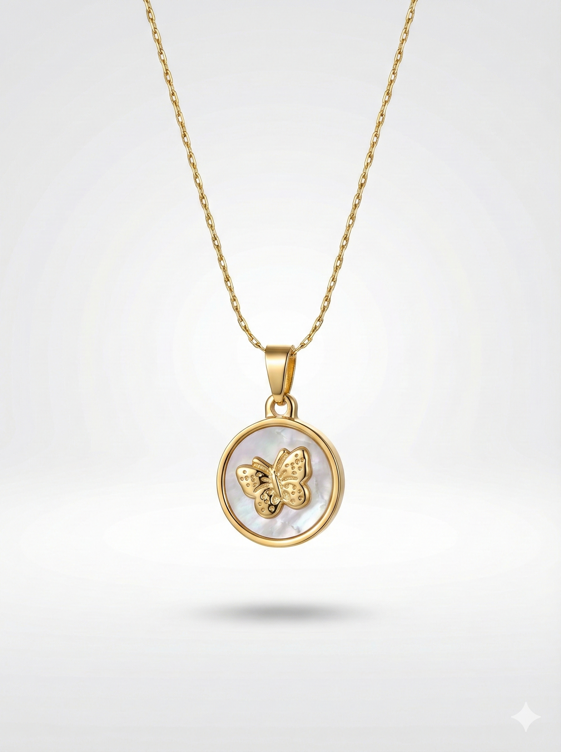 White butterfly engrave necklace