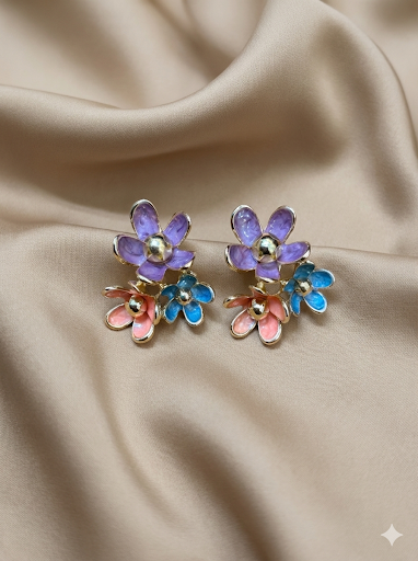 FLORAL THREE BLUSH EARRING