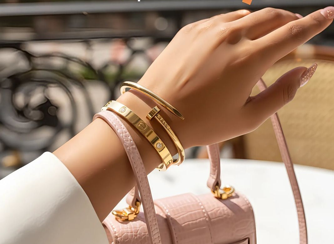 Combo of studded nail and cartier bracelet regular size 2.6