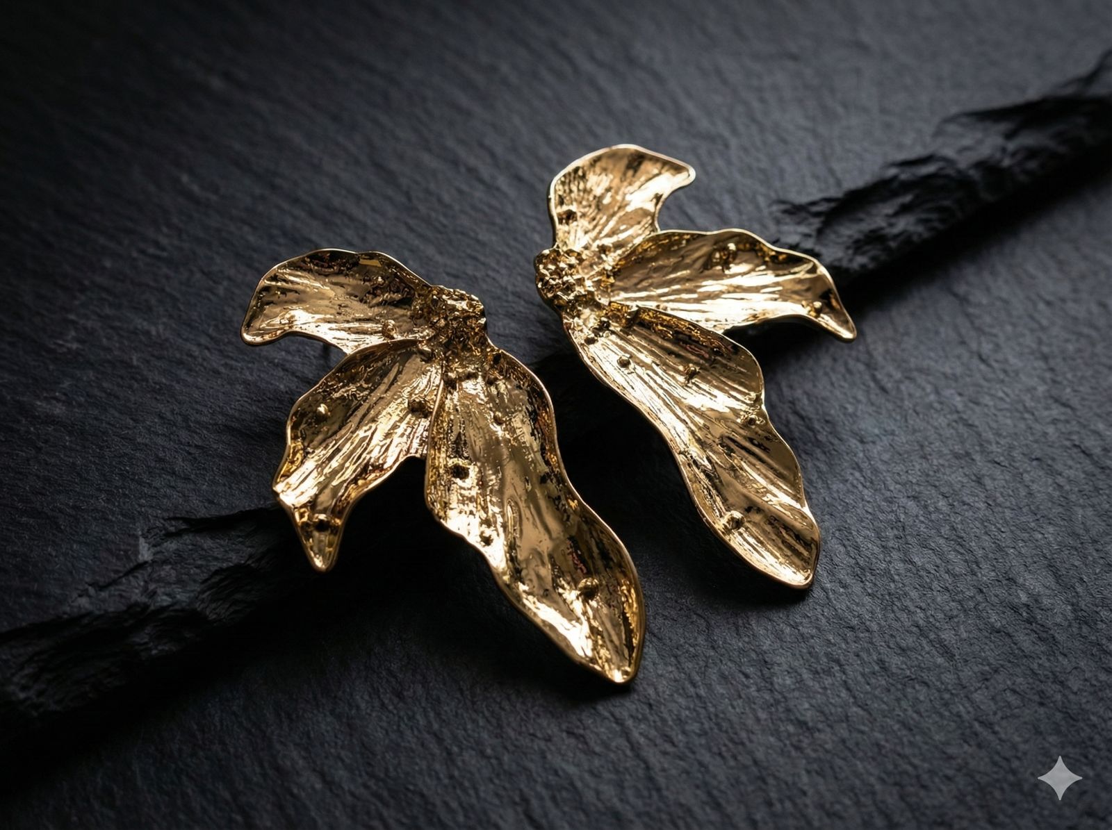 Stylish metallic Floral earrings waterproof 18k Gold plated earring for women