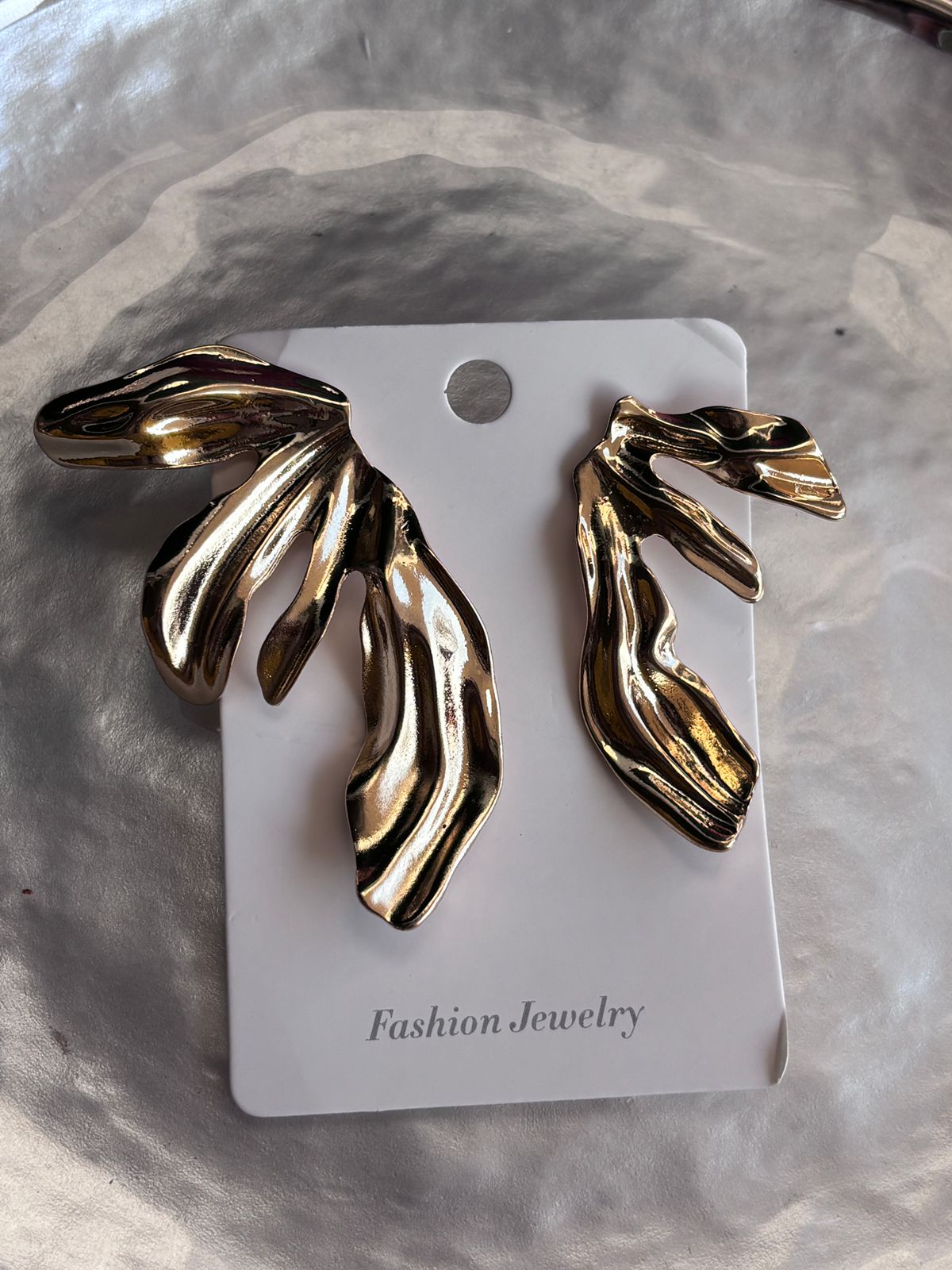 Stylish metallic Floral earrings waterproof 18k Gold plated earring for women