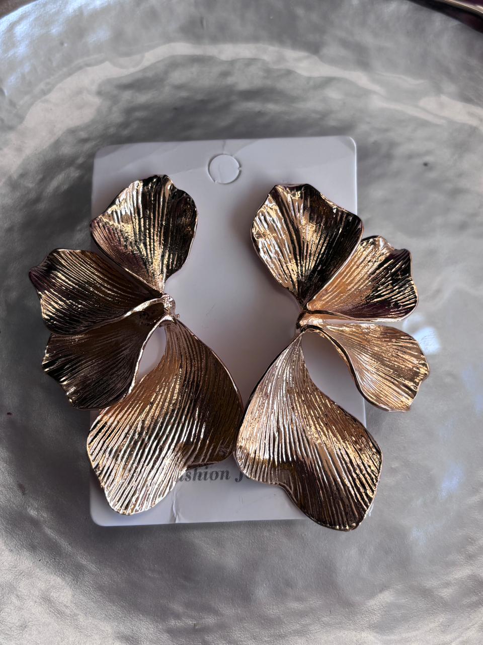 Stylish metallic Floral earrings waterproof 18k Gold plated earring for women