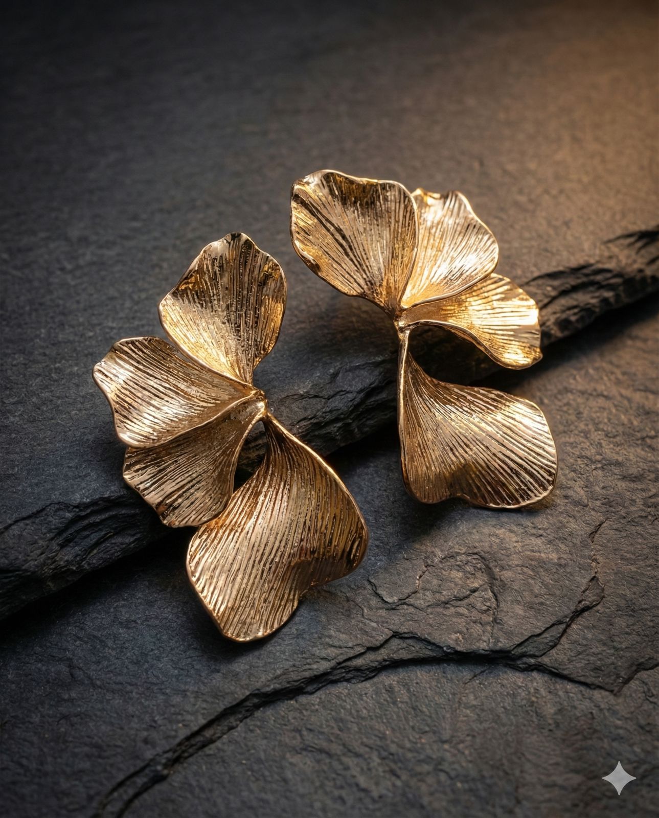 Stylish metallic Floral earrings waterproof 18k Gold plated earring for women