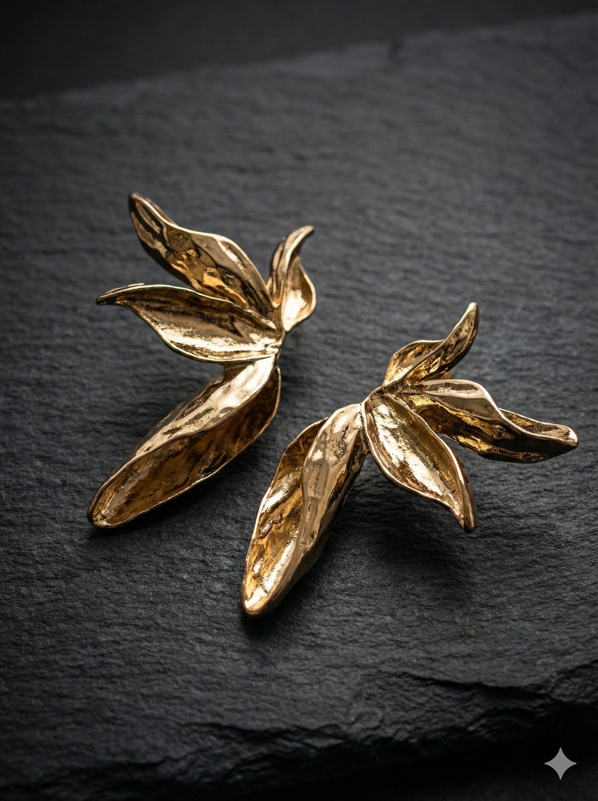 Stylish metallic Floral earrings waterproof 18k Gold plated earring for women