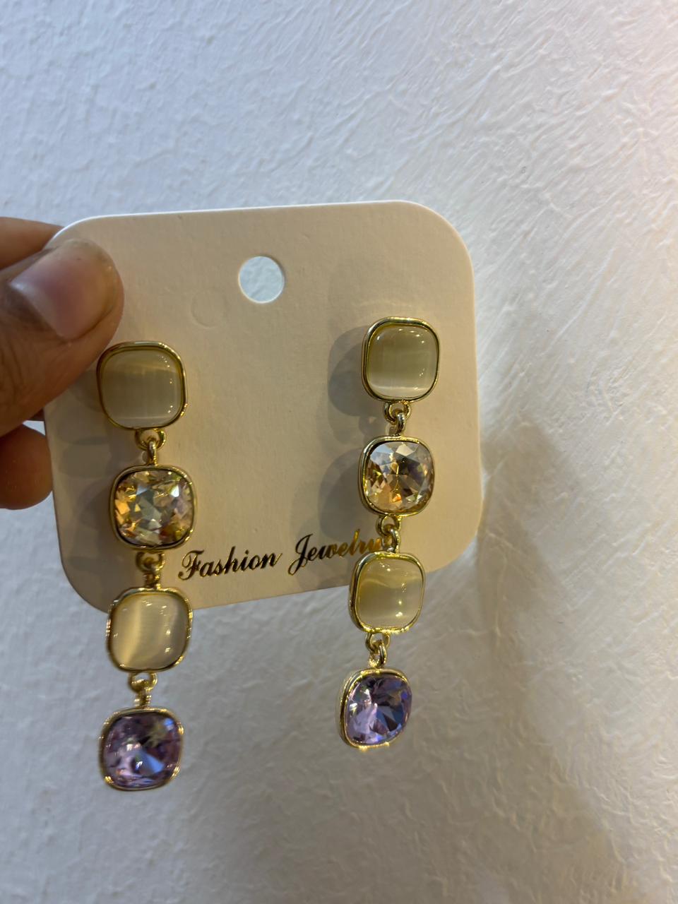 PARTY COLORFUL DROP STUD IN SQUARE EARRING