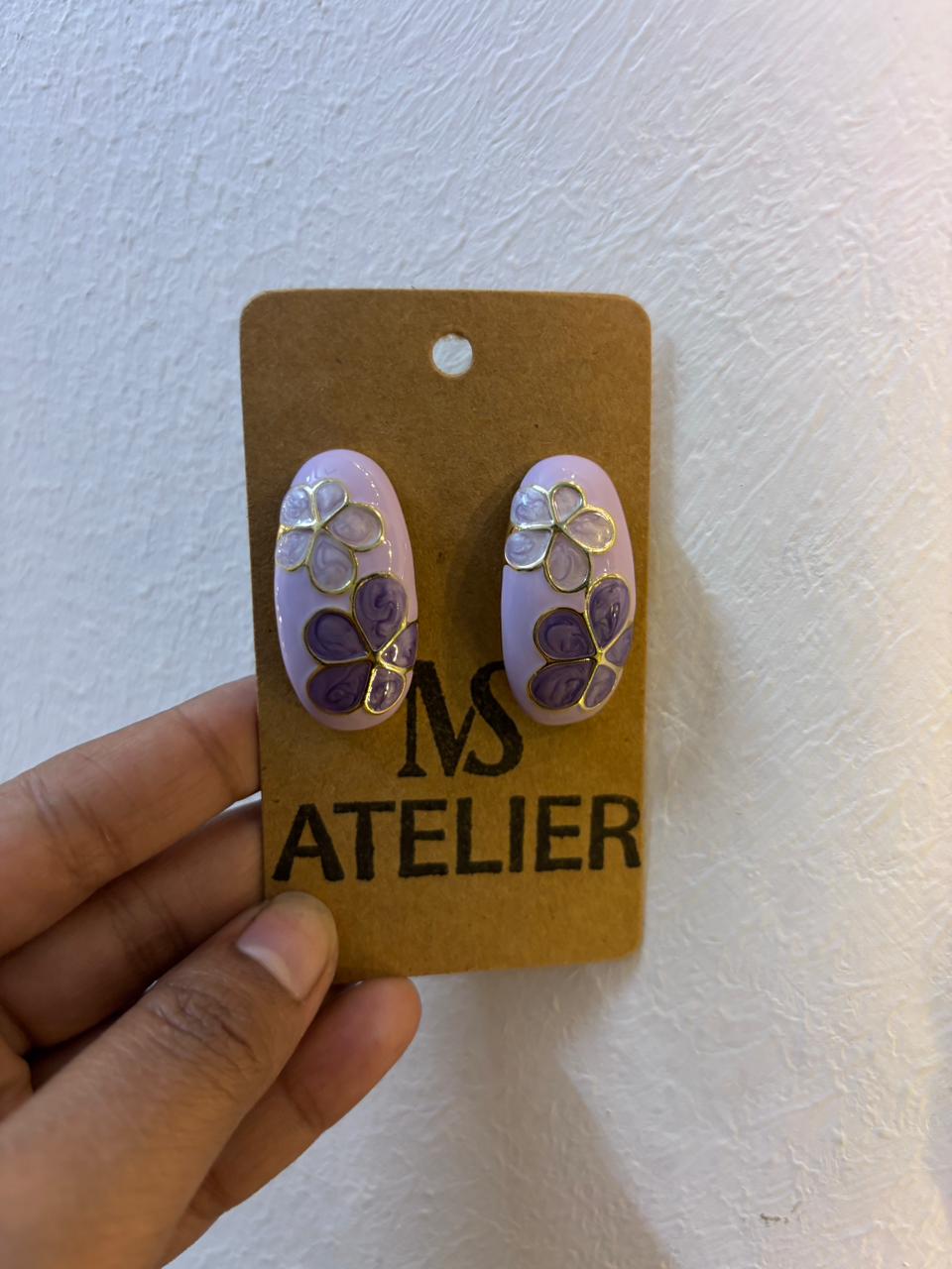 LAVENDER DROP FLORAL EARRING