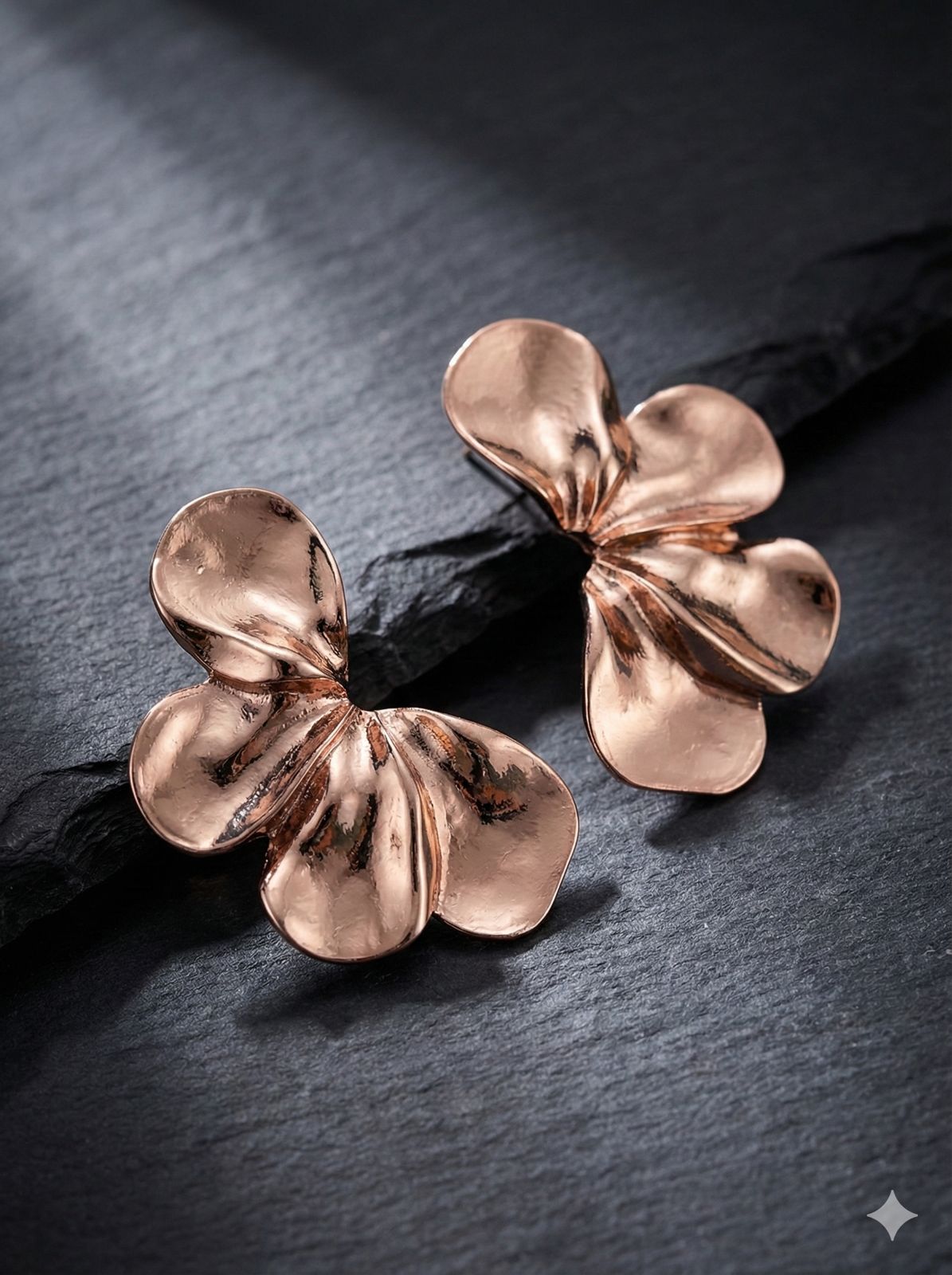 Stylish metallic Floral earrings waterproof 18k Gold plated earring for women